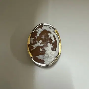 작가 작품 K18 SV925 쉘 카메오 브로치 펜던트