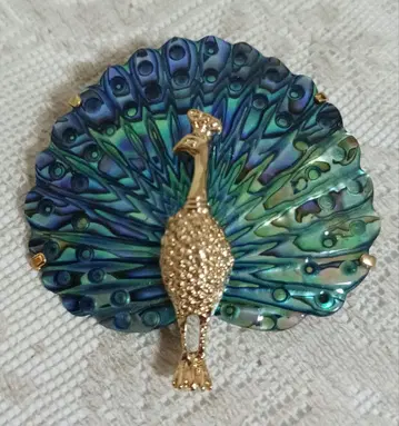 공작 디자인 브로치 청록색