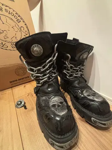 NEWROCK '체인 chain' REACTOR long boots 블랙