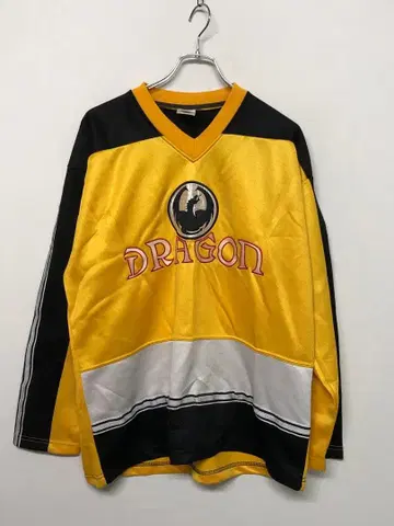 90's B계 구제 의류 드래곤 로고 자수 V넥 게임 셔츠 상의