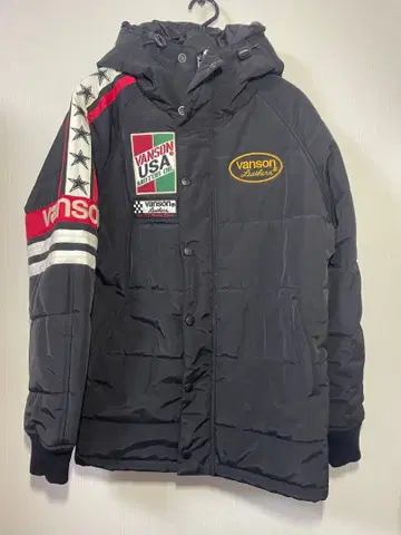 vanson 후드 부착 점퍼 블랙