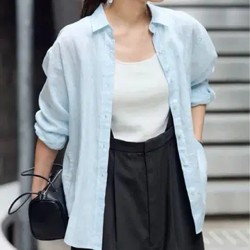 미사용품 프레임워크 프렌치 린넨 레귤러 셔츠 3