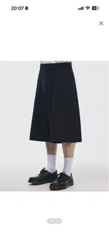 노턱 와이드 버뮤다 슬랙스 [블랙 스트라이프]