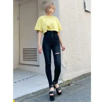 EMODA 에모다 백 레이스업 하이웨스트 파기스 블랙 XS