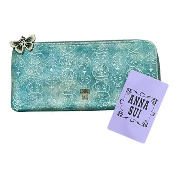 ANNA SUI 로즈 하트 L자 지퍼 장지갑 에메랄드 그린