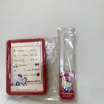 키티 딸기 신문 부록 거울 & 빗 세트 미사용 레트로 2003 산리오