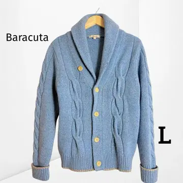 [ 바라쿠타 ] 울 캐시미어 혼방 가디건 남성용 케이블 짜임 블루 L