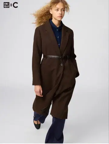 유니클로 C 롱 코트 브라운 XL