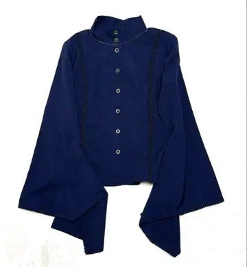 gouk 고우쿠 일본풍 블라우스 기모노 소매 네이비 네이비 컬러