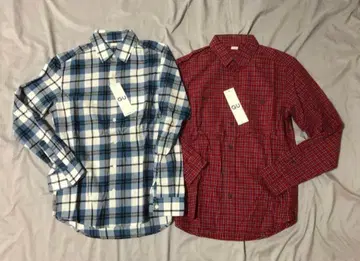 2장 지유 gu 셔츠 남성용 여성용 긴팔 블루 대형점 한정품