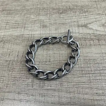 빈티지풍 헤비 체인 T바 팔찌 실버