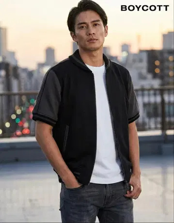 보이콧 BOYCOTT 반팔 지퍼 블루종 F 사이즈 블랙