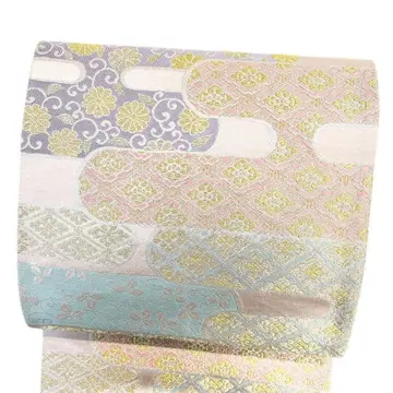 후쿠로 오비 에가스미 하나비시 국당화 송문양 금실 기모노 023b p