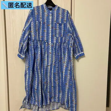 melange 밴드 카라 셔츠 원피스 튜닉 메이저 패턴