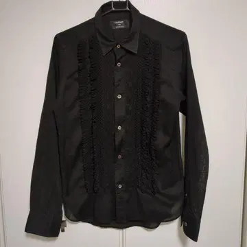 CABANE de ZUCCA 프릴 셔츠 시어 블랙 M