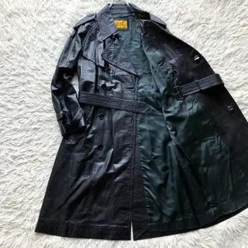 [ 새상품급 천연 가죽 ] 밴 재킷 레더 트렌치코트 블랙 맥시 길이