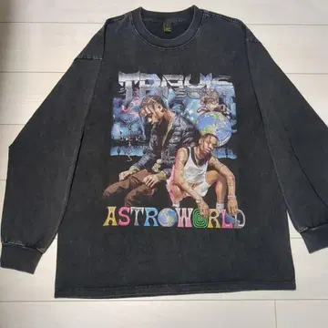 트래비스 스캇 T셔츠 L 다크 그레이 빈티지풍