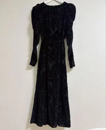 CELFORD 플라워 원피스 블랙 벨로아 M