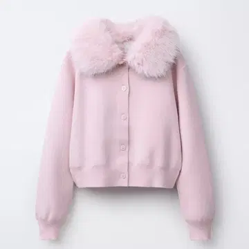 택 포함 새상품 ZARA 페이크 퍼 카라 탈부착 가능 니트 자켓