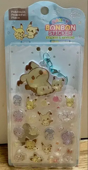 한국 한정판 포켓몬스터 피스 모자 꽁지 스티커 키링 미미큐