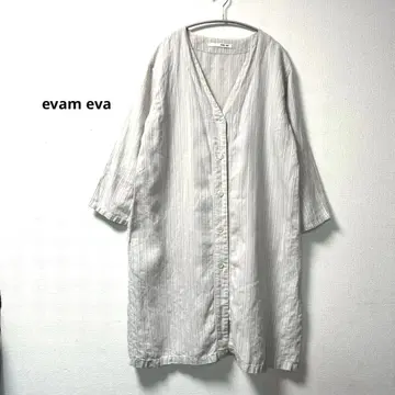 evam eva 에바엠에바 린넨 가운 가디건 노카라 내추럴