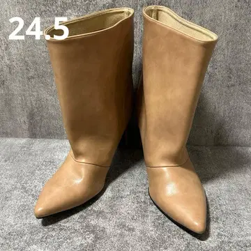 [ mamian ] 스틸레토 와이드 샤프트 숏부츠 베이지