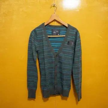 상태 A+ 지스타로우의 그레이와 터콰이즈 스트라이프 가디건 S