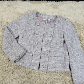 SPB 라메 믹스 트위드 노카라 자켓 월드 M