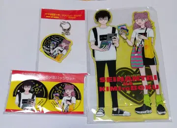 정반대인 너와 나 타워 레코드 BIG 아크릴 스탠드 라메 캔뱃지 세트