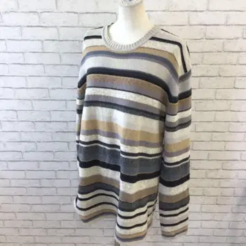 2.25 h160 파슬 V넥 니트 보더 무늬 XL