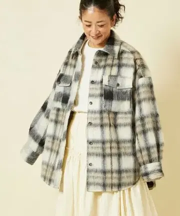 Freada 프리다 샤기 체크 셔츠 자켓