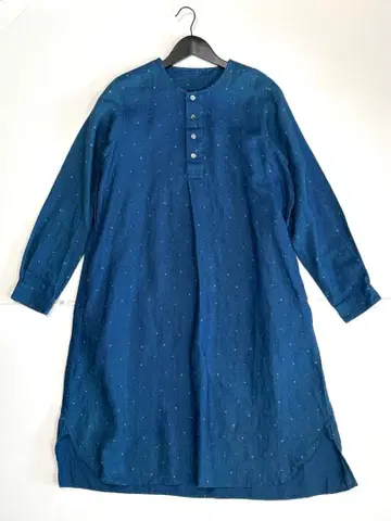 nest Robe 네스트로브 린넨 100% 원피스 인디고 별 패턴