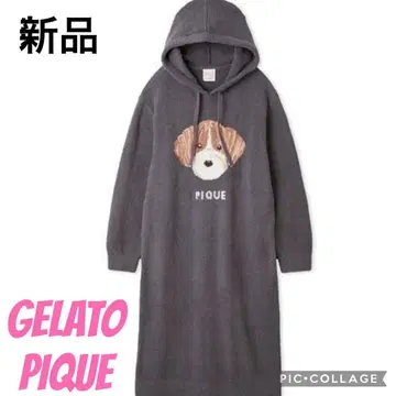새상품 젤라또피케 한정판 머랭DOG 자카드 후드 원피스 네이비