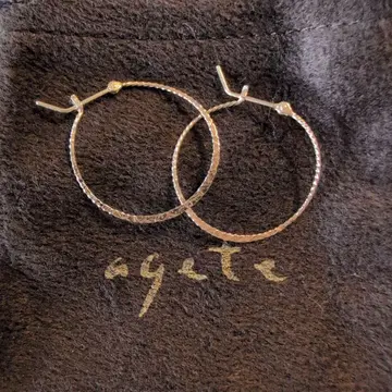 agete 10K 후프 귀걸이 2.5cm 아가트 노제스