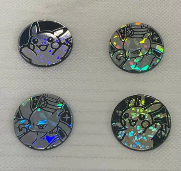 포켓몬 카드 게임 코인 4개 세트 뮤츠 피카츄 블랙 홀로 공식