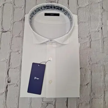 G-STAGE 화이트 텍스처 셔츠 주름 축구 7부 소매 풀오버