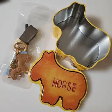 타베코 동물 캔 HORSE 비스킷 말과 말굽 키링 말띠 해