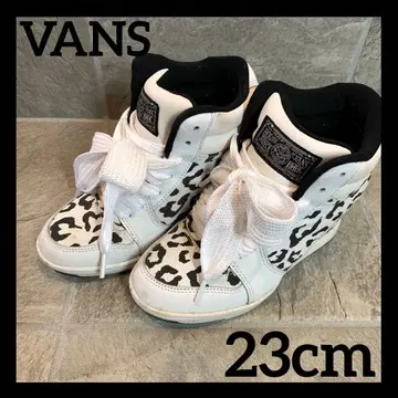 VANS 반스 인힐 스니커즈 레오파드 무늬 화이트 하이컷 23cm