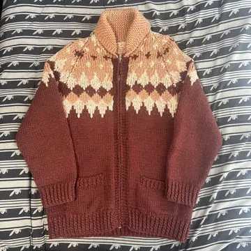 60s 코위찬 니트 브라운 빈티지