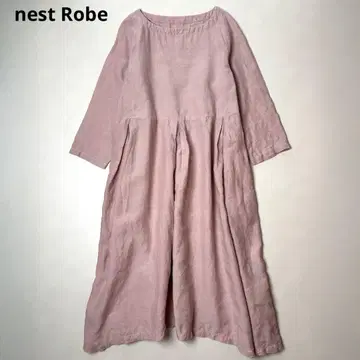 네스트로브 천연 염색 린넨 턱 개더 원피스 핑크