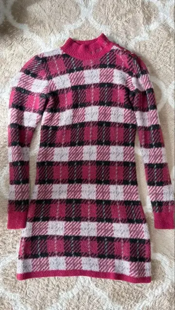 리엔다 골프 타탄 체크 타이트 니트 원피스