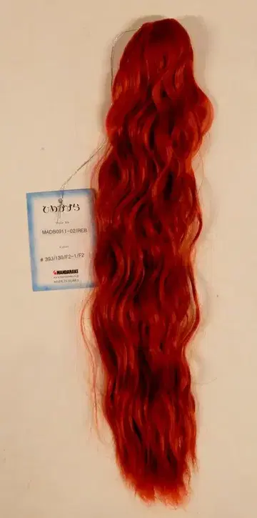내열 인형 가발 히메카즈라 바이스(붙임머리) 웨이브 레드 브라운