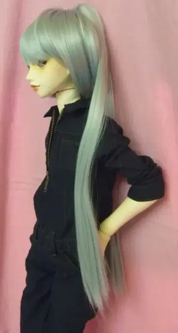 내열 인형 가발 [히메카즈라] 스트레이트 바이스 페일 블루