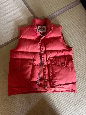 90s 다운 베스트 낚시용 조끼 주황