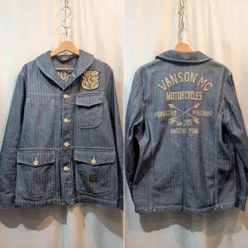 [ size:L ] 새상품급 VANSON 반손 헤링본 워크 자켓