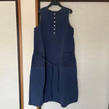 susuri 스스리 오버롤 스커트 면 린넨 블루