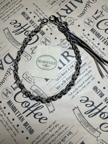 HORWEEN 크롬엑셀 가죽 지갑 체인 약 40cm 블랙