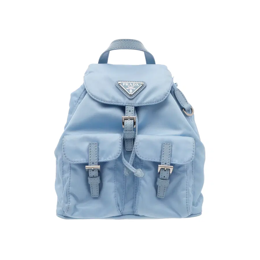 普拉达 Saffiano & Re-Nylon 迷你双肩包 天蓝色