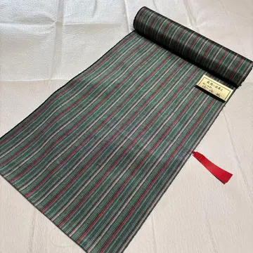 기모노 옷감 차분한 그린과 빨간색 스트라이프 F-ST 4032