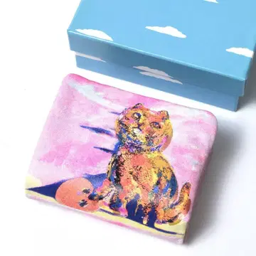 미사용 츠모리치사토 플라워캣 소가죽 지갑 동전 지갑 포함 핑크